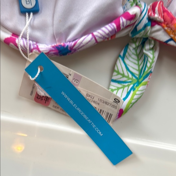 Floral Multicolor Ruffle Bikini Top BNWT Bleu Rod Beattie Nordstrom $85 Retail - Picture 4 of 10